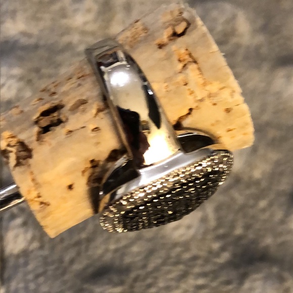 Vintage DBJ Black & White Diamond Square Ring in Sterling Silver. NWT - Picture 6 of 11